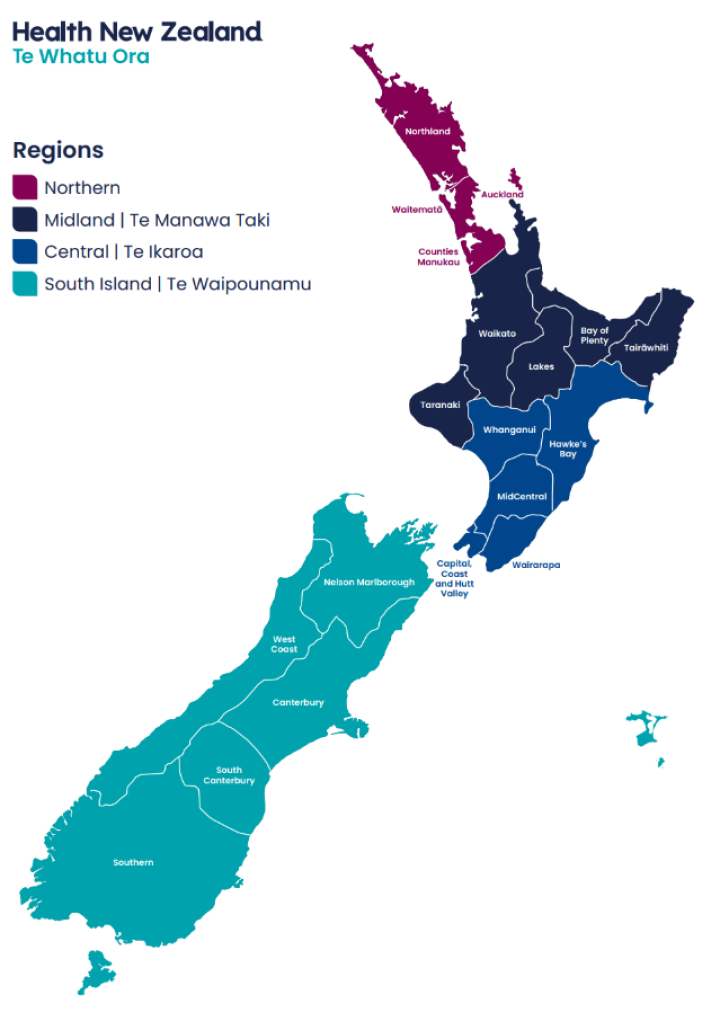 Health New Zealand | Te Whatu Ora map