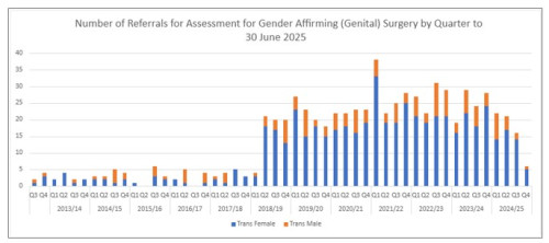 A bar chart showing number of new referrals received by quarter