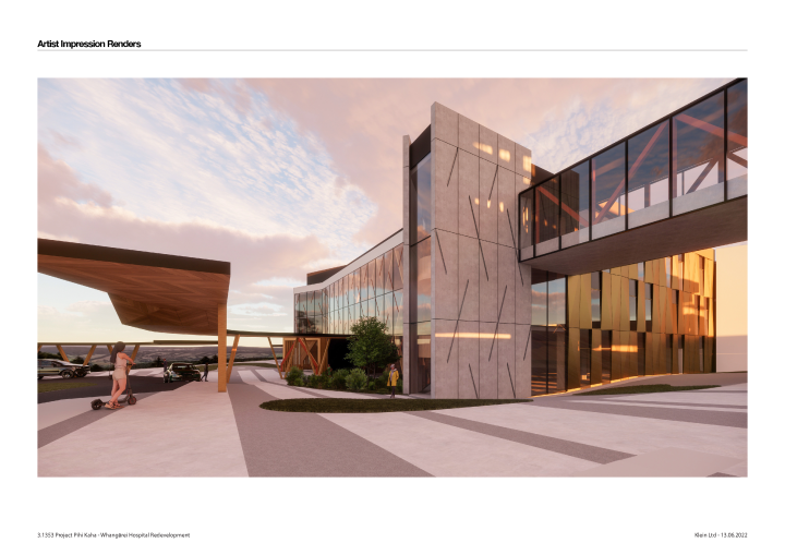 Artist impression renders of the Whangārei Hospital Redevelopment