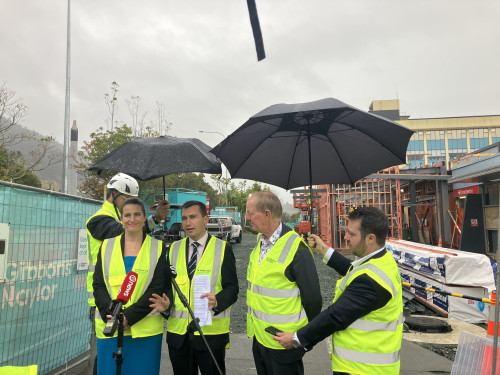 Finance Minister Nicola Willis, Health Minister Simoen Brown and Nelson Mayor Nick Smith at the recent announcement regarding the future of Nelson Hospital