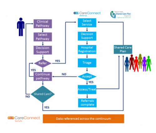Diagram showing how the CareConnect services work with eachother