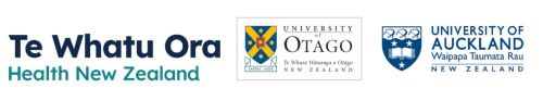 Te Whatu Ora, University of Auckland and University of Otago logos