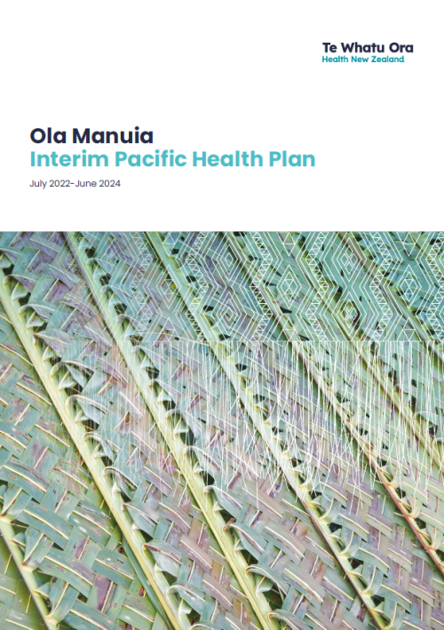An image of the front cover of Ola Manuia Interim Pacific Health Plan July 2022 - June 2024